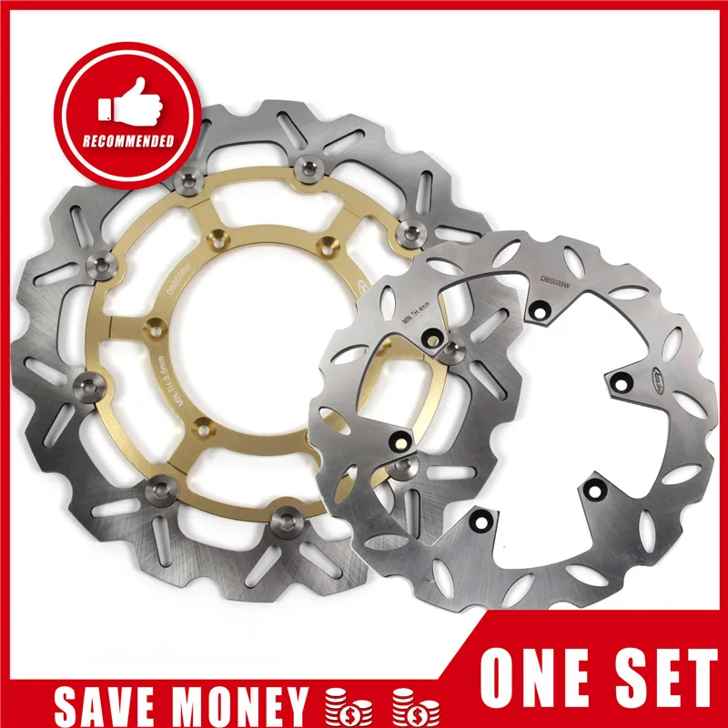 Gold Front Rear Arashi 1 комплект ЧПУ Передние Задние тормозные дисковые роторы для SUZUKI DRZ SM 400 2005-2009 DRZ400SM 2005 2006 2007 2008 2009 DRZ-400-SM - Color: Gold Front Rear