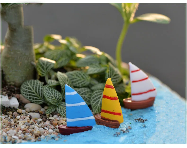 2 шт. искусственный парусник лодка миниатюрные смолы фигурки Diy ремесло микро