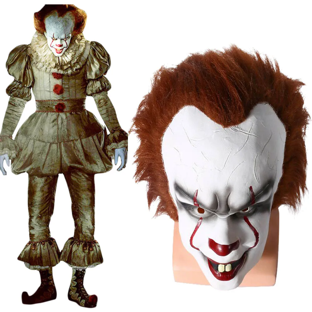 2017 фильм Стивен Кинг это Pennywise костюм Маска для косплея полная голова взрослый