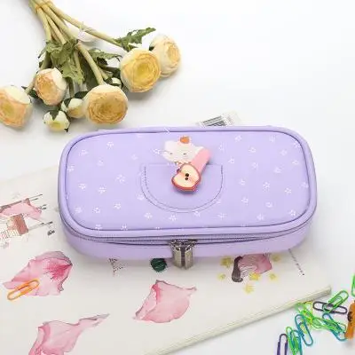 elephant lavender Милый чехол из искусственной кожи для карандашей в виде животных, Подарочная коробка, чехол для ручек, розовая коробка для карандашей, Kawaii, канцелярский ластик, линейка, органайзер, сумка - Цвет: elephant lavender