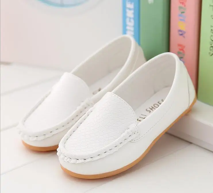 SY088White Новая модная детская обувь, размер 21-38, детские кроссовки из искусственной кожи, обувь для малышей, водонепроницаемые мокасины для мальчиков и девочек, мягкие слипоны, 8 цветов, SY088 - Цвет: SY088White