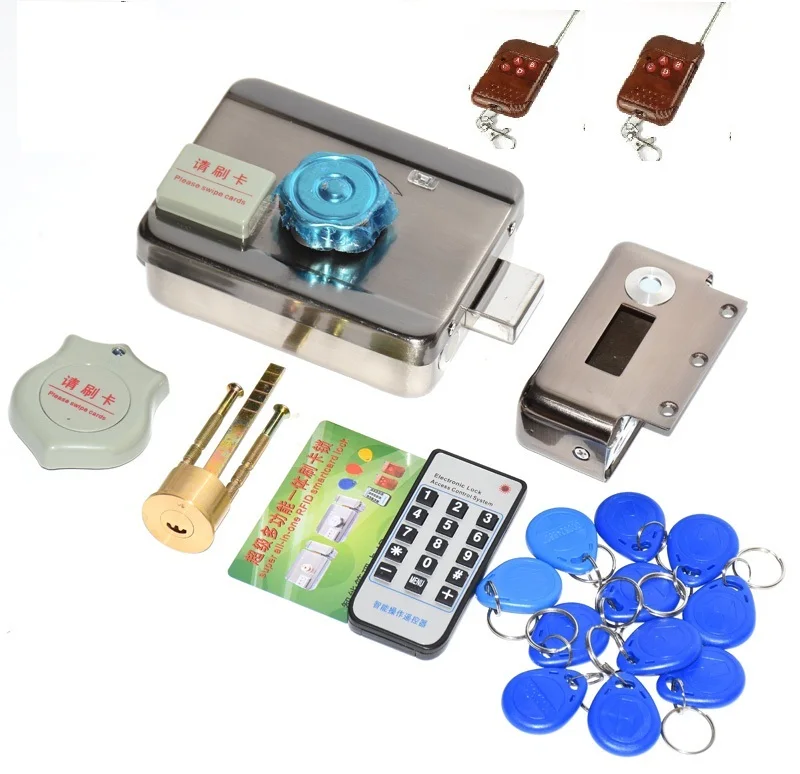 kit 1 2 remotes Открытый пульт дистанционного управления 10 тегов электрический замок и замок для ворот система контроля доступа электронный интегрированный RFID дверной обод замок - Цвет: kit 1 2 remotes