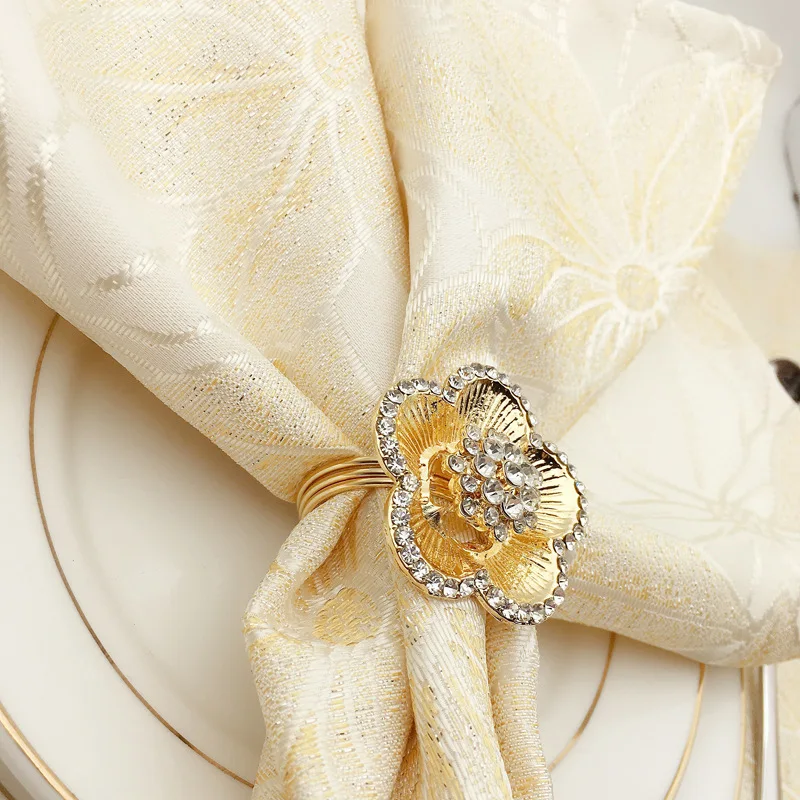 

6PC Western napkin ring flower-shaped napkin ring napkin buckle alloy mat towel ring
