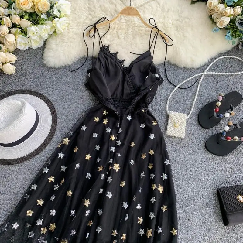 Женское платье-миди без рукавов с V-образным вырезом и открытой спиной | Женская