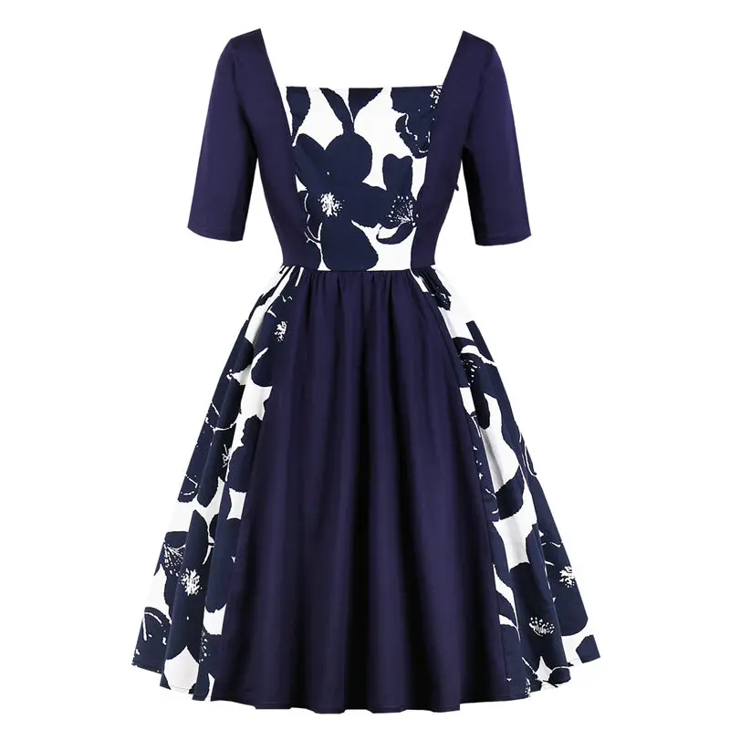 Элегантное женское платье с принтом полурукав вырез лодочкой ТРАПЕЦИЕВИДНОЕ