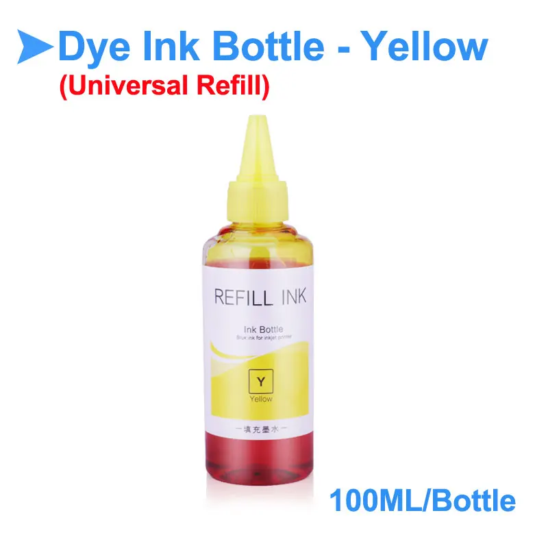 Yellow-100ml 400 мл универсальные чернила бутылка для Epson L100 L210 L392 L396 S22 CX4300 CX7300 TX109 TX117 принтер краски для чернил для принтера Epson - Цвет: Yellow-100ml