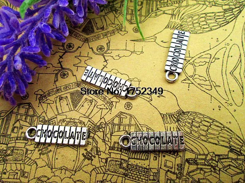 15 шт.-подвески в виде шоколада, подвески в античном стиле, тибетское серебро, подвески в виде шоколада, 22x6 мм