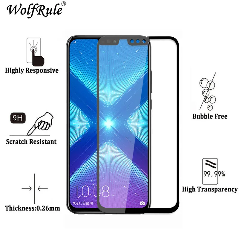 2 piezas Protector de pantalla LCD Huawei Honor 8X pegamento completo vidrio Honor 8x 2.5D vidrio templado completo para Huawei Honor 8X pel&iacute;cula protectora-2