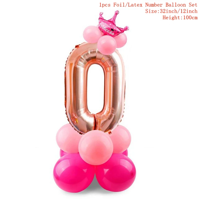 rose pink 0 TAOUP 17 шт. розовый и голубой номер шар с днем рождения цифры шар День Рождения украшения дети мальчик девочка вечерние баллон - Цвет: rose pink 0