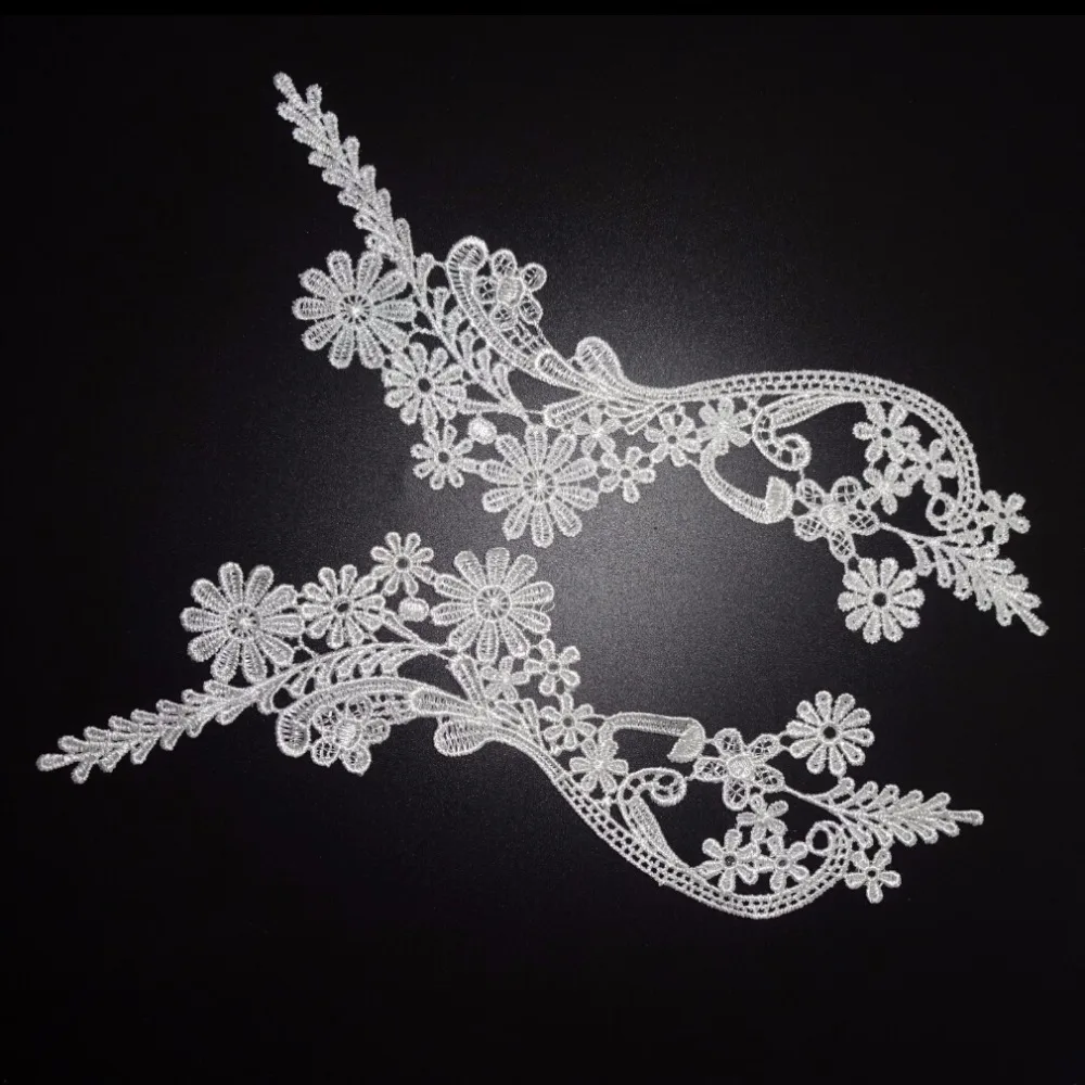 2 пары Зеркало цвета слоновой кости с цветами кружевом и цветочным узором из