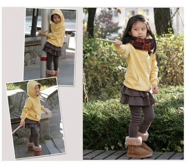 Флисовые зимние плотные леггинсы для девочек юбка брюки многослойная пачка