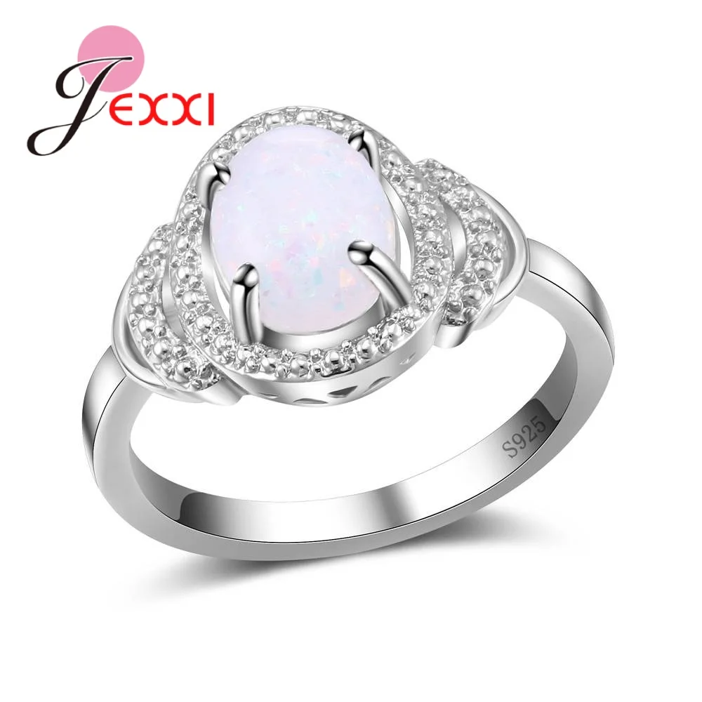 

Fashion White Fire Opal Rings Wedding Jewelry 925 Sterling Silver Women Bridal Engagement Best Quality Promise Rings
