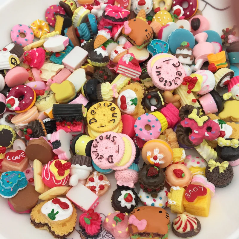 Promotion 20Pcs Mix Cute Kawaii Dessert Food Cake Resin Flatback Cabochons DIY For Phone Deco Scrapbooking Free Shipping Charms | Украшения