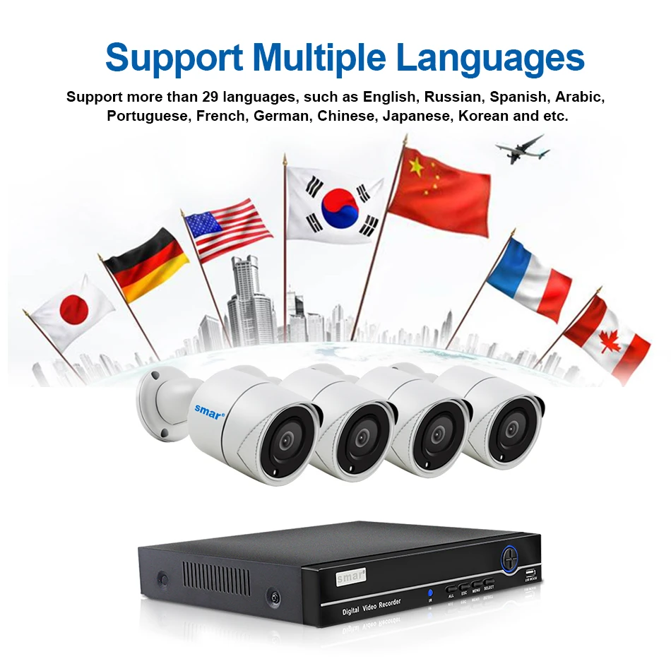 Sm4ch POE NVR комплект 4MP POE камера CCTV Система HDMI камера безопасности Система H.265 IP камера наружная металлическая Всепогодная 2 ТБ HDD