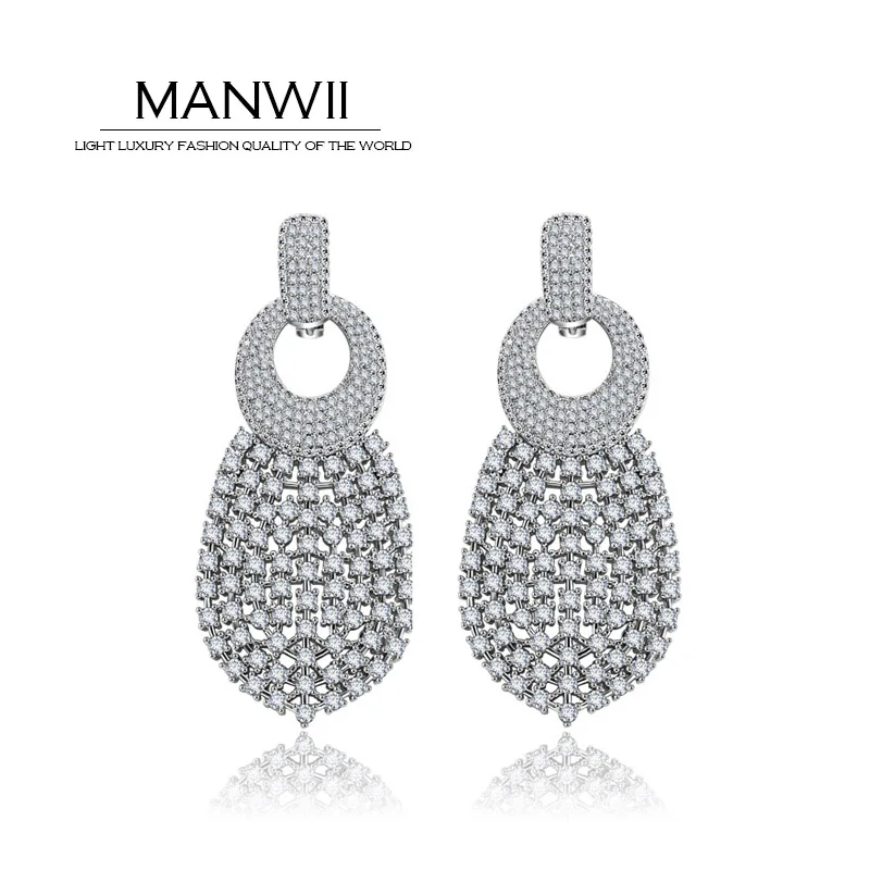 Manwii серьги инкрустация ААА Циркон Лидер продаж с серебряным покрытием