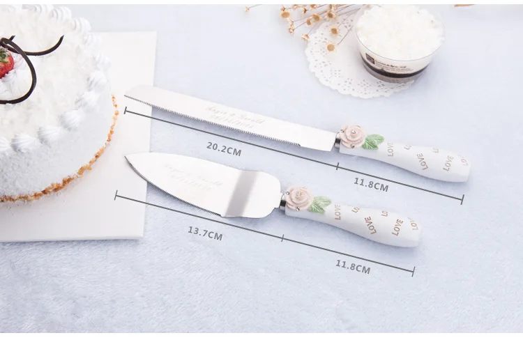 Бесплатная доставка индивидуальный Свадебный нож для торта Сервировочный набор