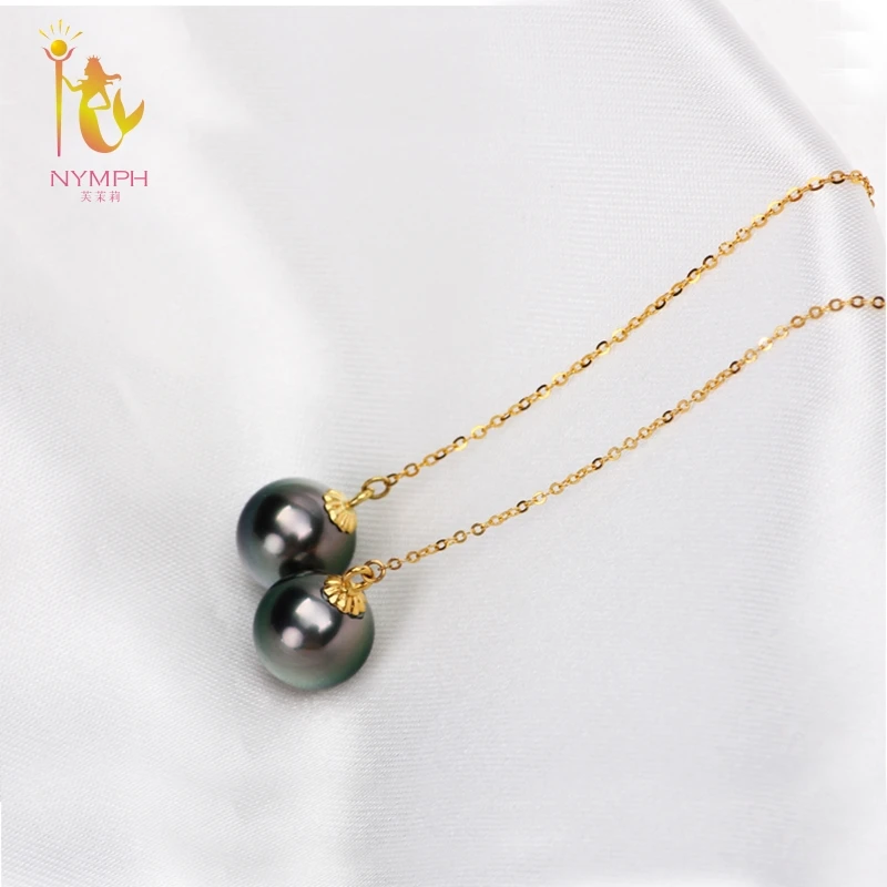 Серьги с жемчугом NYMPH 18 К желтое золото Tahitian Black Drop AU750 изящные украшения ED354 |