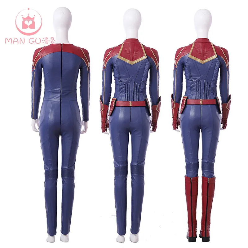 MARVEL COMICS Captain Marvel Ms. Carol Danvers Cosplay Costume Halloween Uniform Jumpsuit+Vest+Gloves+Belt+Shoes XS-XXL | Тематическая
