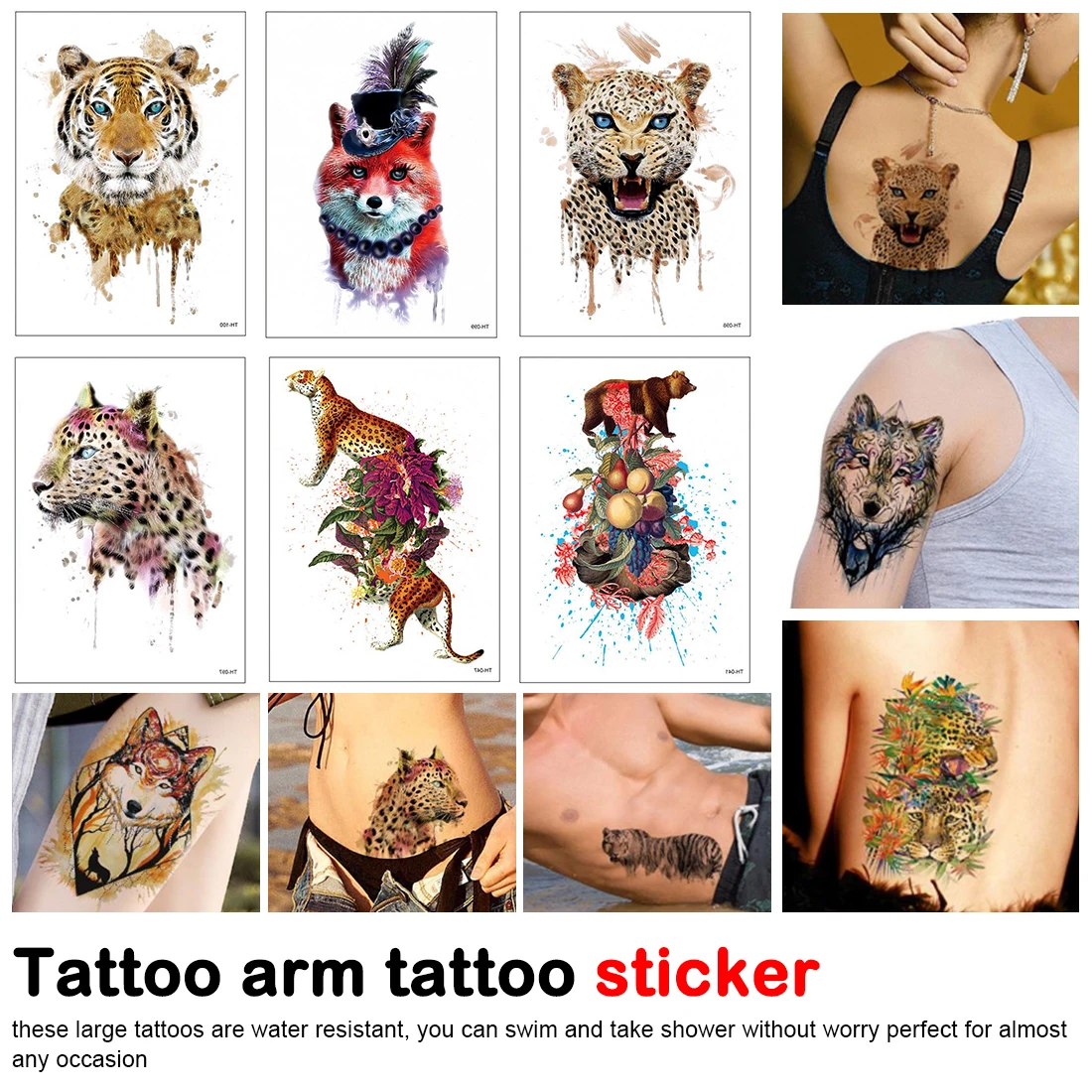 1 шт. временная татуировка животных Водонепроницаемая наклейка Волк Наклейка с