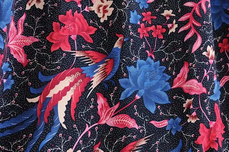 Everkaki Boho шикарное летнее винтажное Плиссированное Макси-платье с цветочным принтом и птицами для женщин модные юбки с эластичной резинкой на талии и кисточками