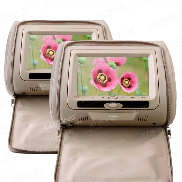 XTRONS Cream 2x7 &quotцифровой экран на молнии подголовник автомобиля DVD плеер USB FM игровой