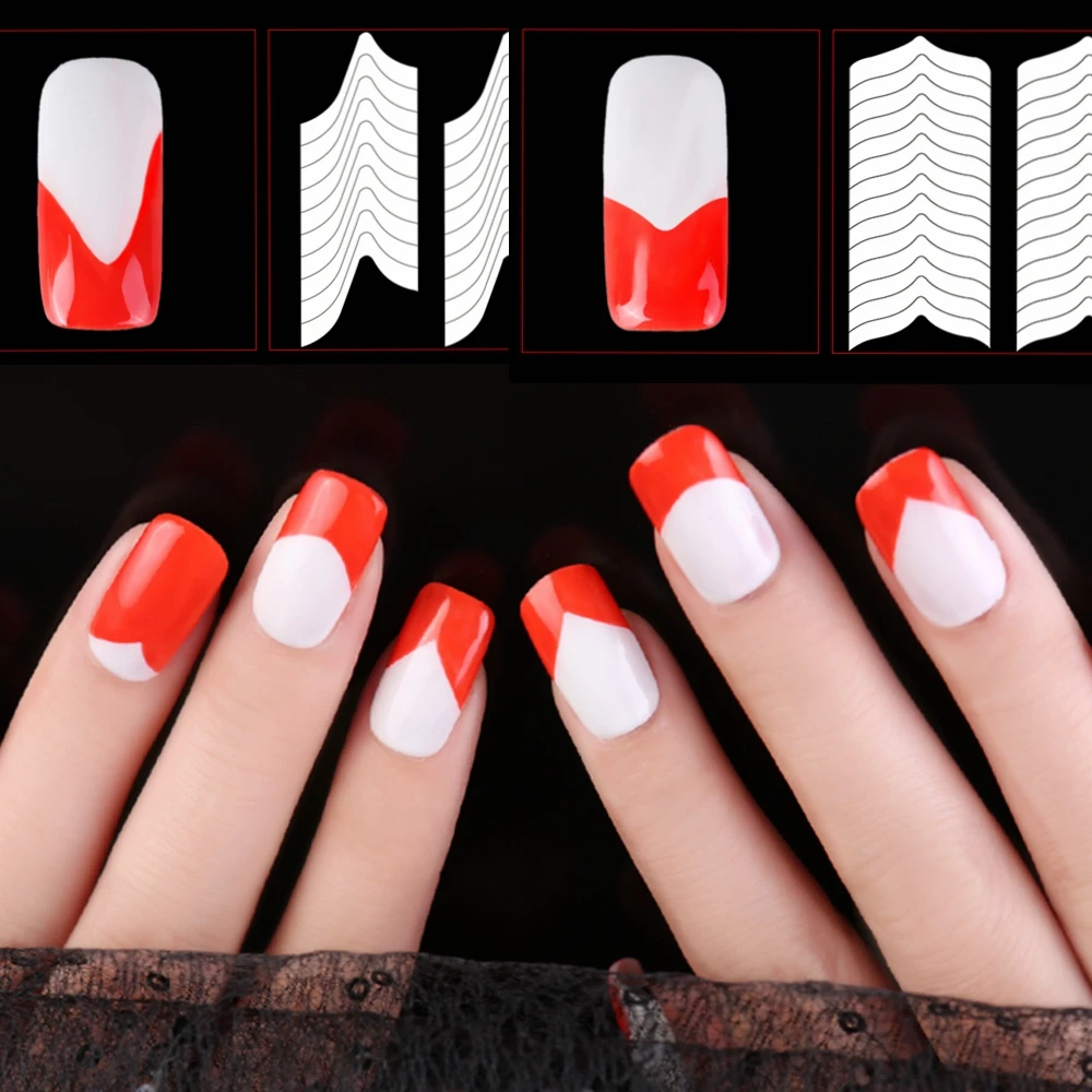 24 стиля наклейки для ногтей полый трафарет Руководство стикер набор французский