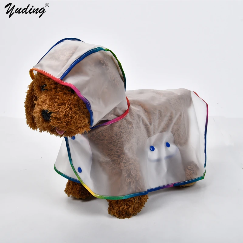 

Yuding Transparent Dog Raincoat Plastic Rain Cover Lightweight Solid Waterproof Puppy Rain Coat With Adjustable Hat Brim