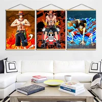 print poster solid wood hanging scrolls animation one piece wall art nordic style canvas picture simple painting home decoration