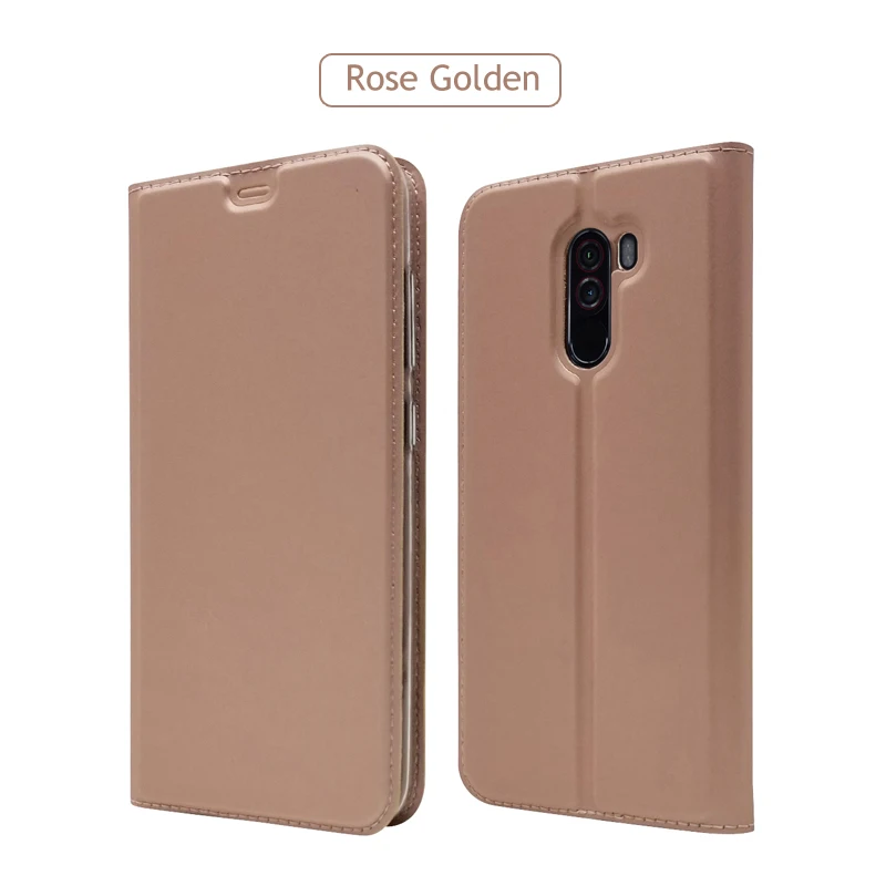Rose Gold Чехол-книжка для Xiaomi Pocophone F1, кожаный бумажник Poco F1, чехол-подставка, кожаный магнитный чехол для Xiaomi F1 Pocofone F1, чехол s 6,18" - Цвет: Rose Gold