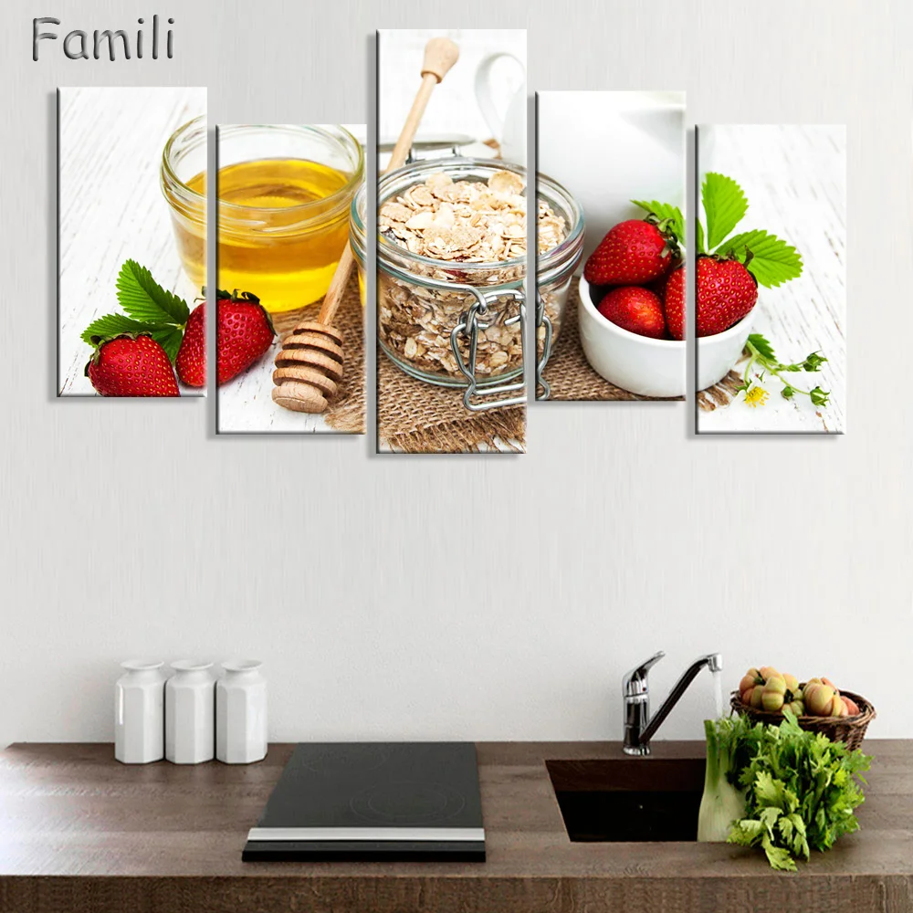 5 шт. Настенная картина клубника и овсянка|art pictures|picture for kitchenkitchen pictures |