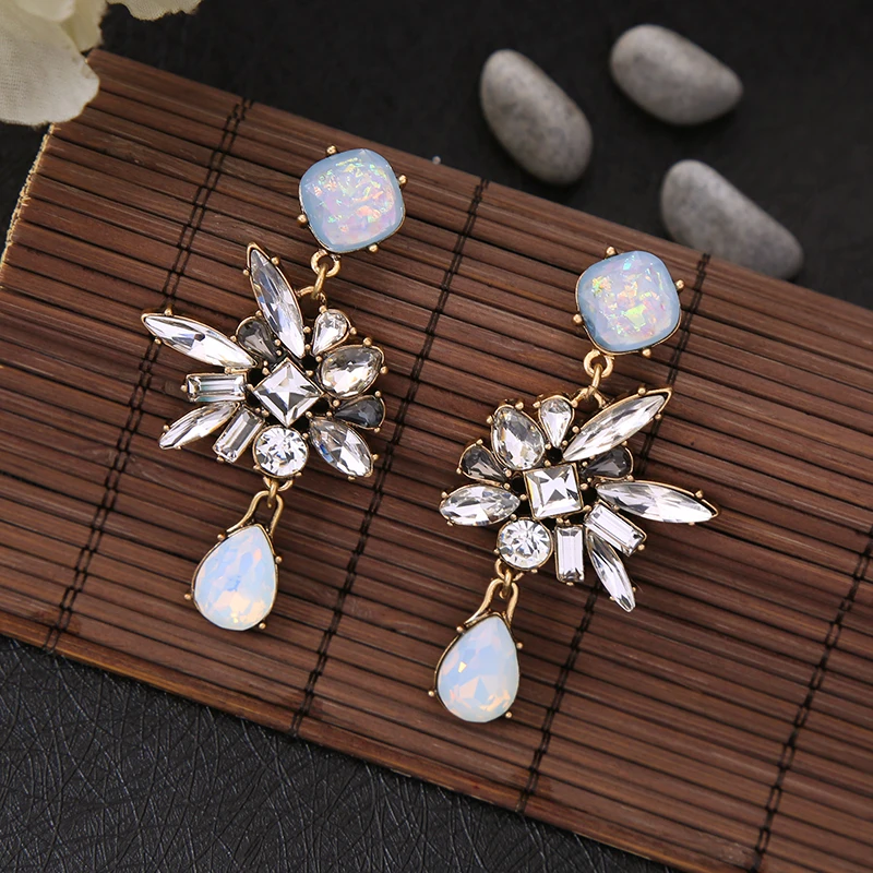 Уникальный Дизайн белый кристалл падение Для женщин Серьги Роскошные