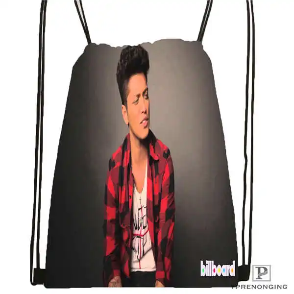 Custom Бруно Марс BW HD Drawstring рюкзак сумка милый детский (Черная задняя часть) 31x40 см