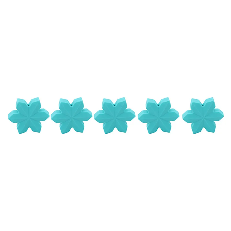 Turquoise 5 шт./упак. Снежинка формы силиконовые бусины для изготовления ювелирных изделий Подвеска для ожерелья из силикона для ухода за зубами жевать бусины - Цвет: Turquoise