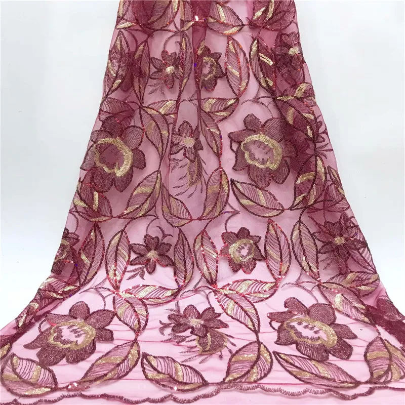 Африканская кружевная ткань голубого и золотого цвета Тюлевая с блестками для