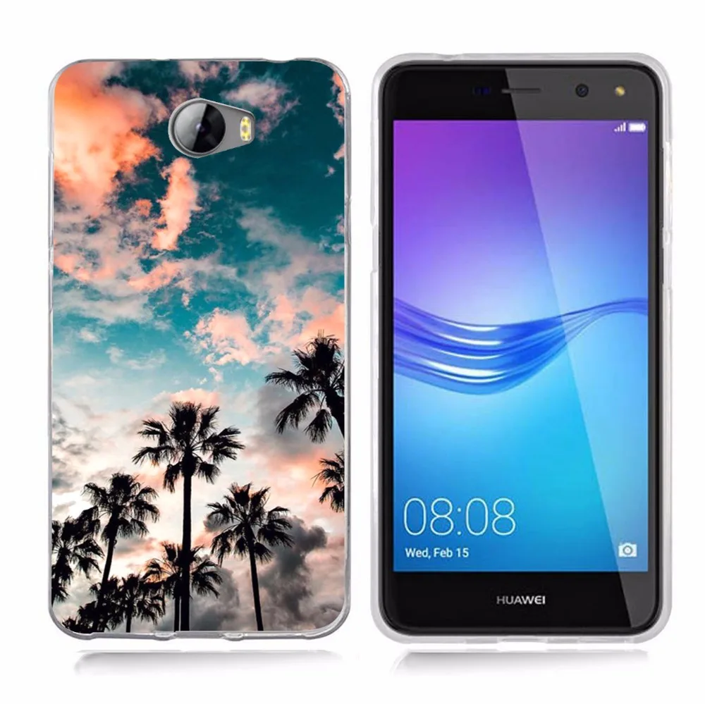 For Huawei P9lite/P8 Lite 2016 2017 Y5 II 2 Y5ii/Y6 Compact Tree Tower Scenery Soft TPU Silicone Pattern Clear Case B097 |