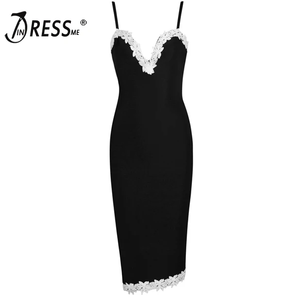 INDRESSME Free Shipping 2017 New Deep V Sheath Floral Club Lace Bandage Dress Autumn Casual | Женская одежда