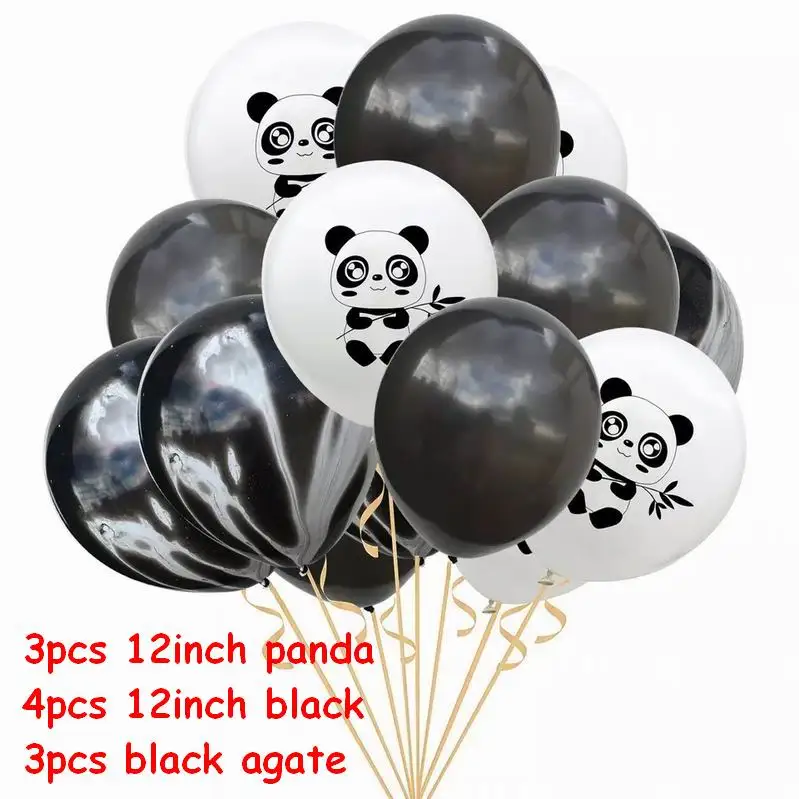 334 black agate 10 шт. латексные шары в черный горошек с рисунком панды из мультфильма, зеленые конфетти, Детские шары для дня рождения, украшения, принадлежности для тематической вечеринки - Цвет: 334 black agate