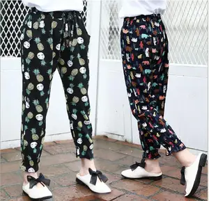 Лето 2022, детская одежда, штаны для девочек, тонкие шаровары с принтом для девочек, Свободные повседневные брюки, широкие штаны