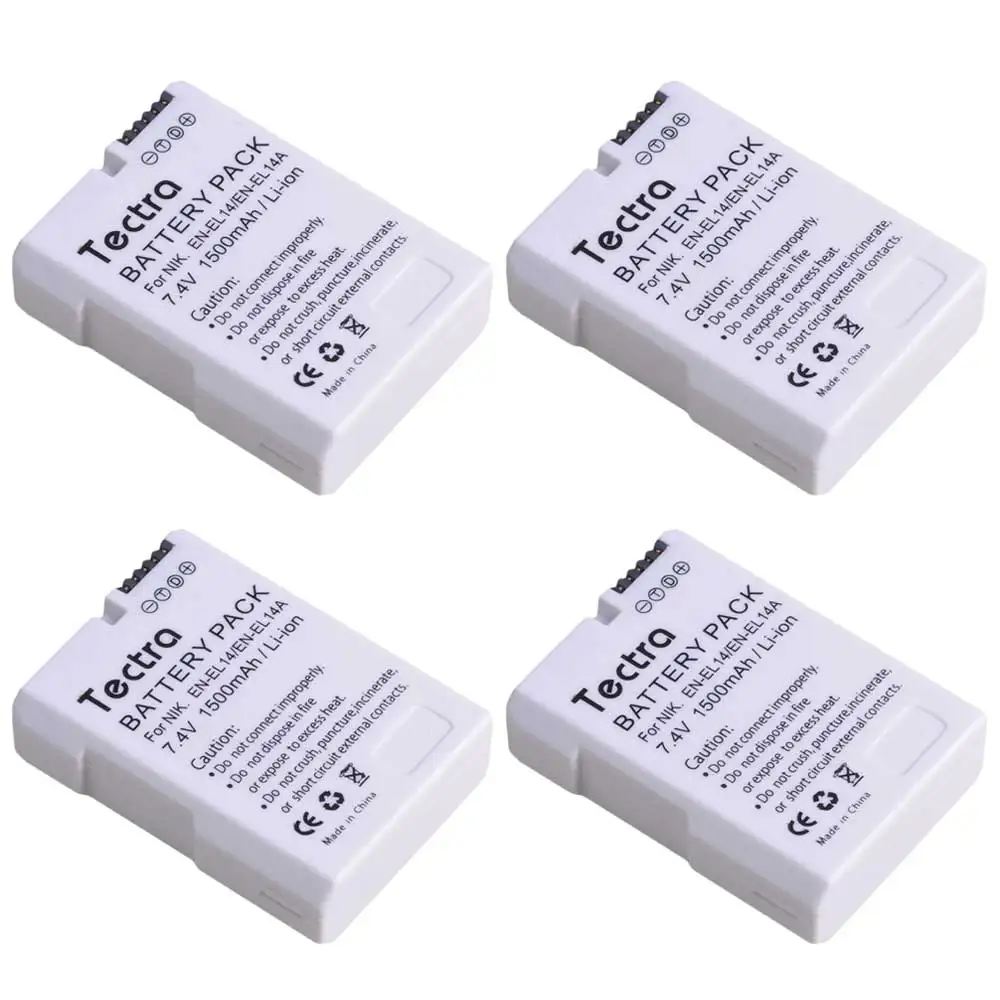 4 batteries 4 шт. 1500 мА/ч, EN-EL14A EN-EL14 ENEL14 Батарея+ ЖК-дисплей Зарядное устройство для Nikon D3100 D3200 D3300 D3400 D3500 D5600 D5100 D5200 P7000 - Цвет: 4 batteries