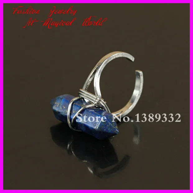 1 шт. природа лазурит точка драгоценных камней кольцо с помощью проволоки