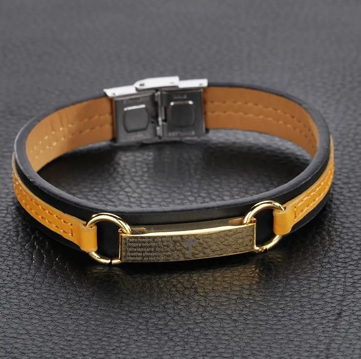 Винтажный Оранжевый браслет из натуральной кожи в стиле панк для мужчин и женщин