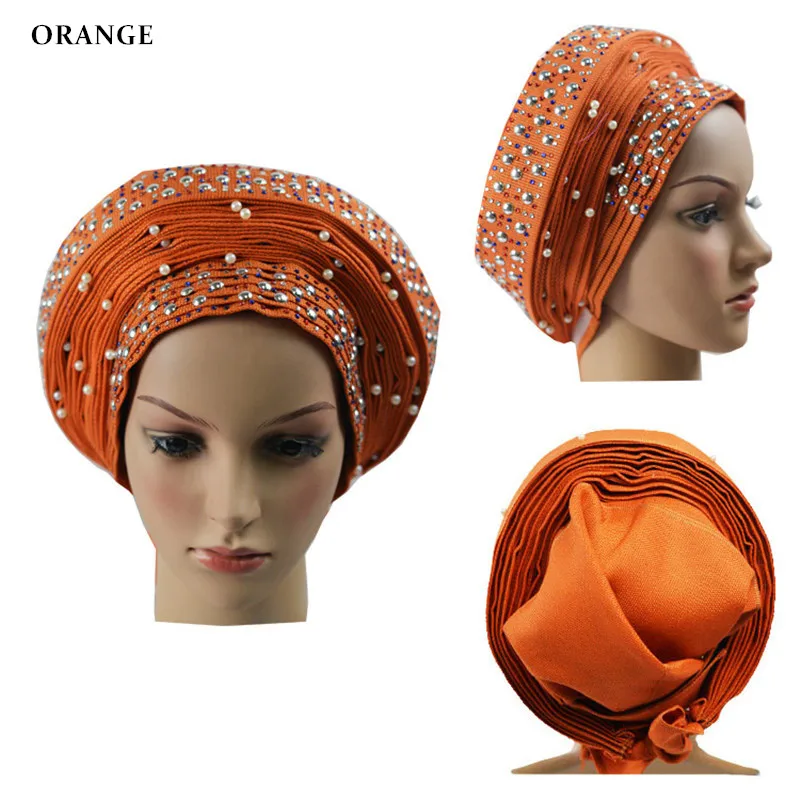 Авто геле нигерийский головной убор Африканский aso oke с бусинами 1 шт./компл.