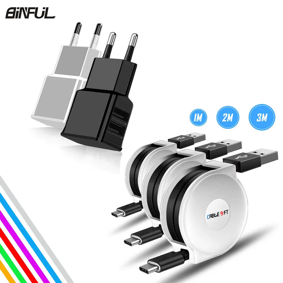 USB Type C выдвижной кабель для Xiaomi Mi A1/A2/Max/Mix 2 1 3 м портативный зарядный телефона