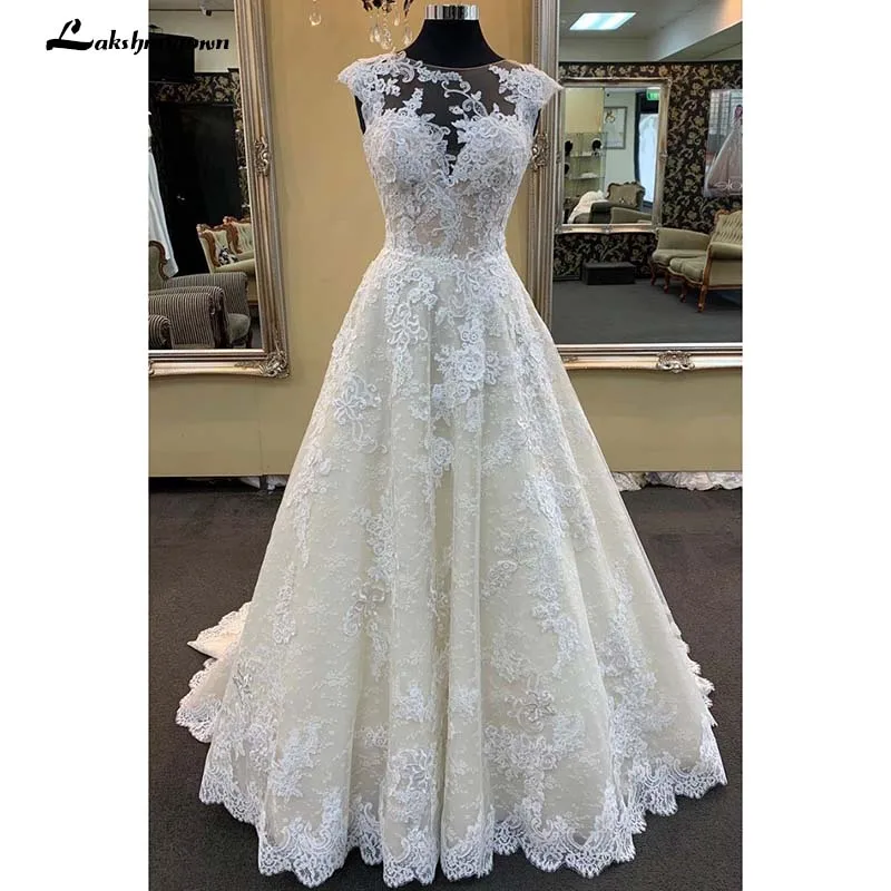 Свадебное платье цвета шампанского Vestido De Noiva кружевное бальное с рукавами