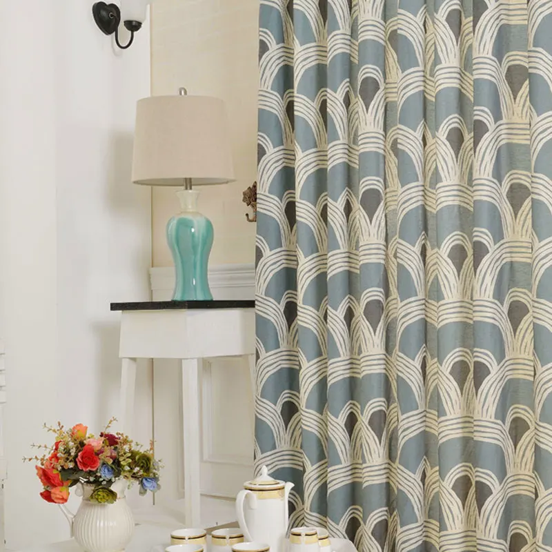 Современные шторы с геометрическим принтом для гостиной хлопковая ткань