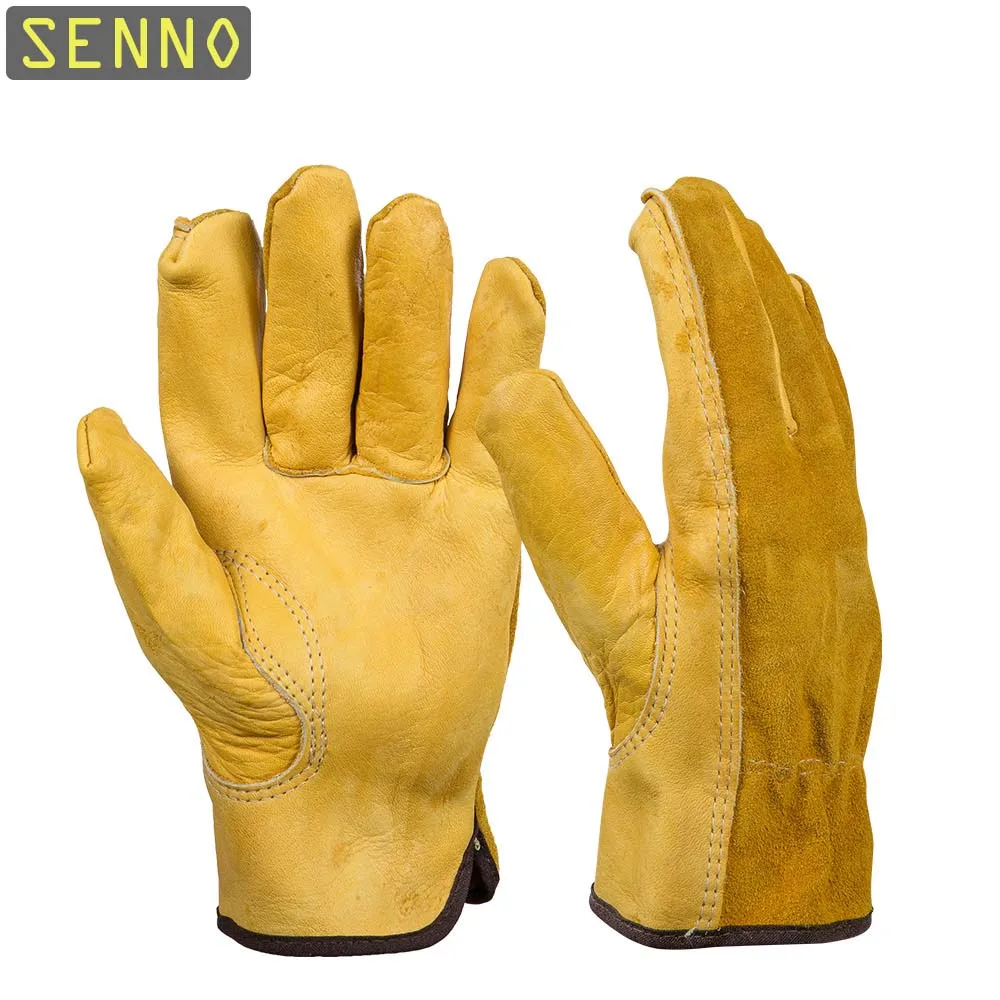 Защитные рабочие перчатки золотые из коровьей кожи для защиты водителя