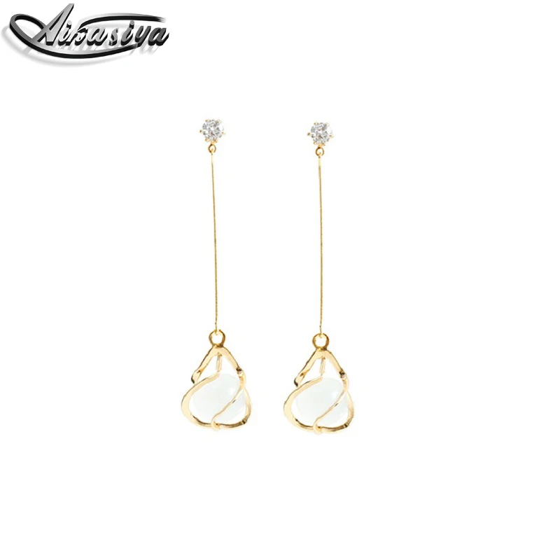 Новая мода опал кисточкой серьги личности полые простые безумные Сережки для