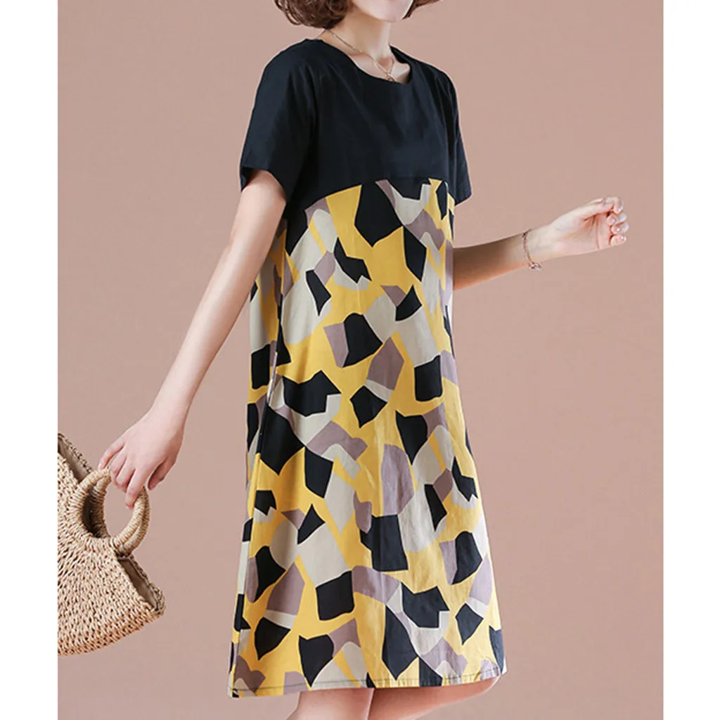 Женское платье 2019 модная одежда из хлопка и льна новое с принтом длинное женское