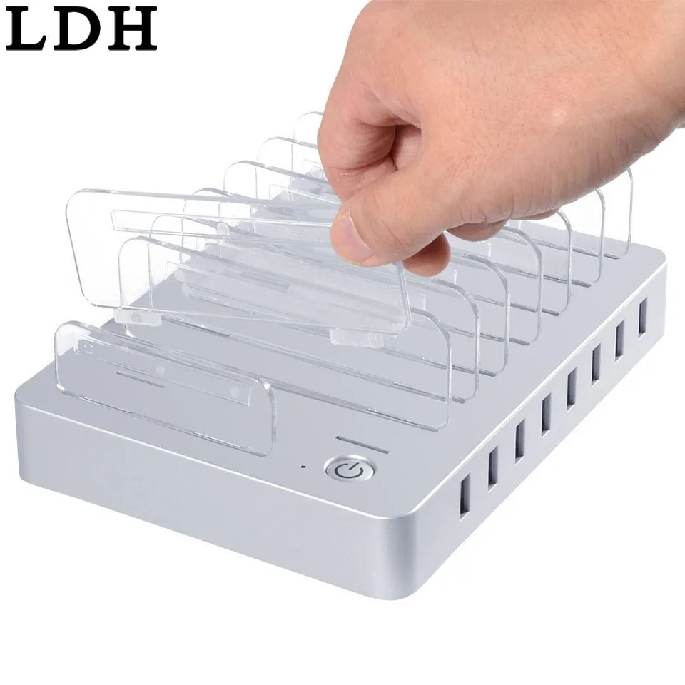LDH 8 портов настольное USB зарядное устройство многофункциональная зарядная станция 19.2A док-станция с подставкой для мобильного телефона планшета ПК