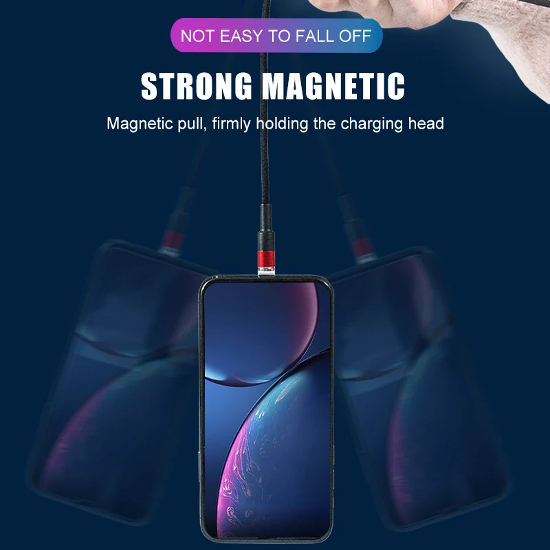 Магнитный usb-кабель 3A для iPhone, Micro USB type-C, кабель для быстрой зарядки, Магнитный зарядный кабель Micro usb, USB C для samsung, Xiaomi